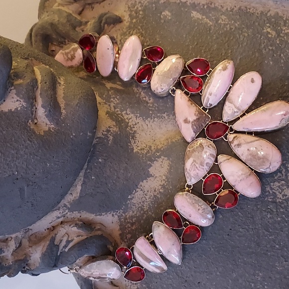 Robin's Nest Rhodonite Bohemian Goddess Divine Feminine Statement Necklace - Picture 2 of 10